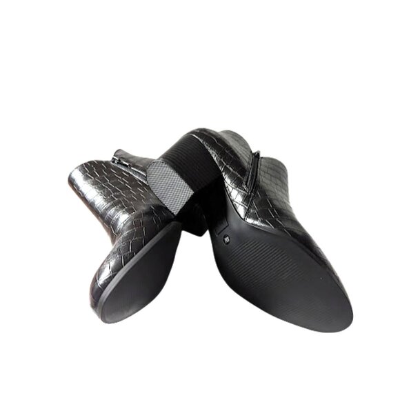 Style & Co Womens Black Faux Leather Moc Croc Almond Toe Ankle Boots Size 8 NWOB - Picture 6 of 7